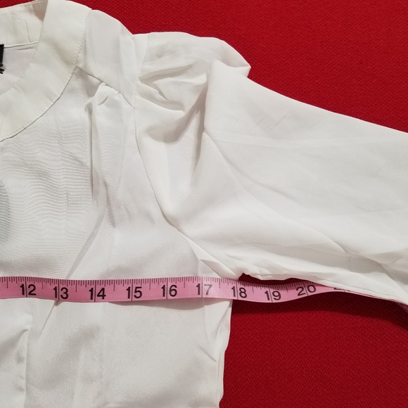 White long sleeve blouse with black bows Semi-Sheer Size Small/Medium - Picture 6 of 7